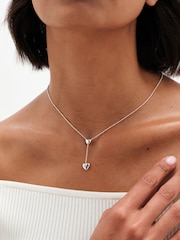 Simply Silver Silver Tone Sterling 925 Polished Heart Y Drop Necklace - Image 1 of 3