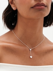 Simply Silver Silver Tone Sterling 925 Polished Heart Y Drop Necklace - Image 2 of 3