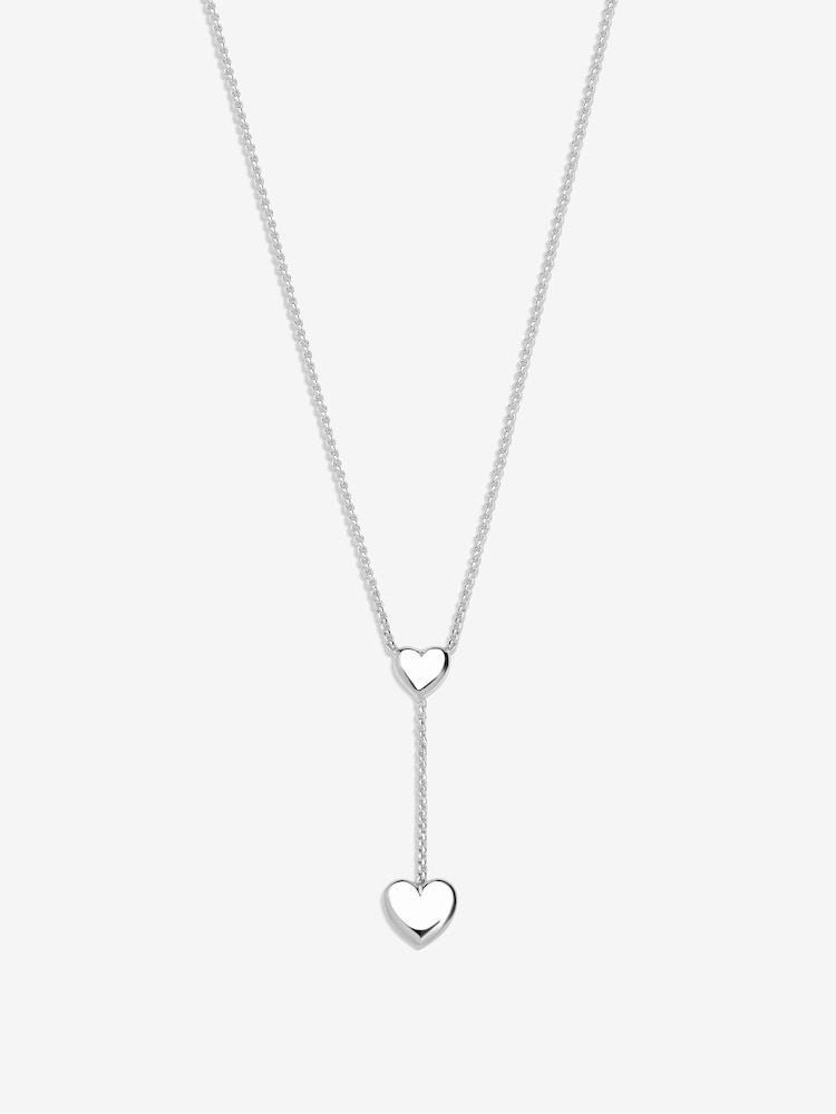 Simply Silver Silver Tone Sterling 925 Polished Heart Y Drop Necklace - Image 3 of 3