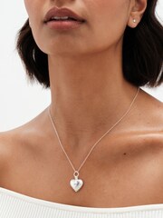 Simply Silver Silver Tone Sterling 925 Ridged Heart Pendant - Image 1 of 3
