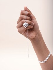 Simply Silver Silver Tone Sterling 925 Ridged Heart Pendant - Image 2 of 3