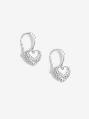 Simply Silver Silver Tone Sterling 925 Fishhook Heart Drop Earrings - Image 1 of 4