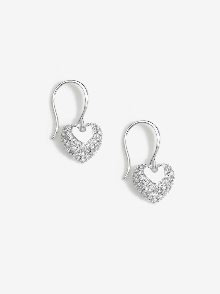 Simply Silver Silver Tone Sterling 925 Fishhook Heart Drop Earrings - Image 1 of 4