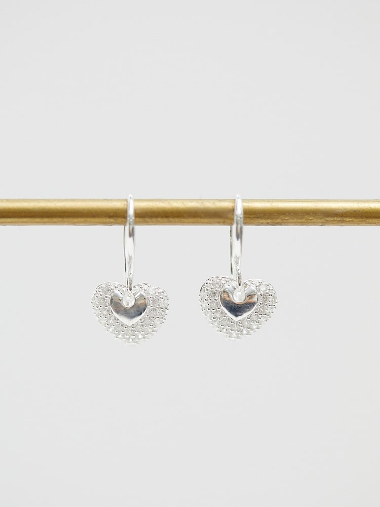 Simply Silver Silver Tone Sterling 925 Fishhook Heart Drop Earrings - Image 2 of 4