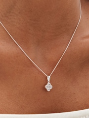 Simply Silver Silver Tone Sterling 925 Cubic Zirconia Fine Clover Pendant - Image 1 of 2