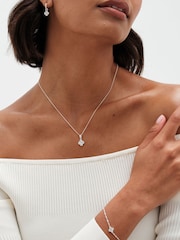 Simply Silver Silver Tone Sterling 925 Cubic Zirconia Fine Clover Pendant - Image 2 of 2