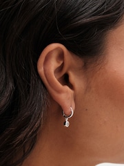 Simply Silver Silver Tone Sterling 925 Polished Silver Crystal Besel Charm Hoop Earrings - Image 2 of 3