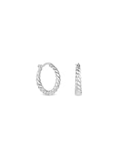 Simply Silver Silver Tone Sterling 925 Polished Textured  Hoop Earrings - Image 1 of 3