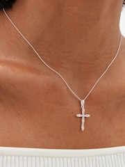 Simply Silver Silver Tone Sterling 925 Cubic Zirconia Cross Pendant - Image 2 of 3