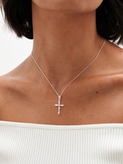 Simply Silver Silver Tone Sterling 925 Cubic Zirconia Cross Pendant - Image 3 of 3