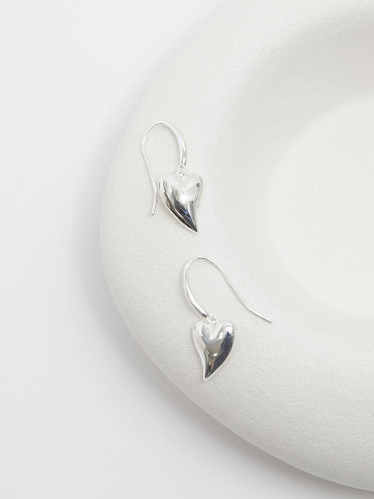 Simply Silver Silver Tone Sterling 925 Tapered Heart Drop Earrings - Image 2 of 3