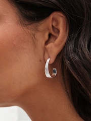 Simply Silver Silver Tone Sterling 925 Polished Concave Hoop Earrings - Image 2 of 3