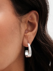 Simply Silver Silver Tone Sterling 925 Polished Concave Hoop Earrings - Image 3 of 3