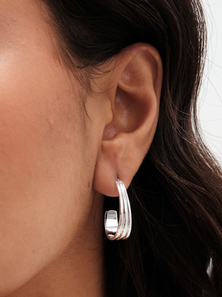 Simply Silver Silver Tone Sterling 925 Polished Concave Hoop Earrings - Image 3 of 3