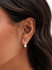 Simply Silver Silver Tone Sterling 925 Cubic Zirconia and Pearl Stick Drop Earrings - Image 3 of 3