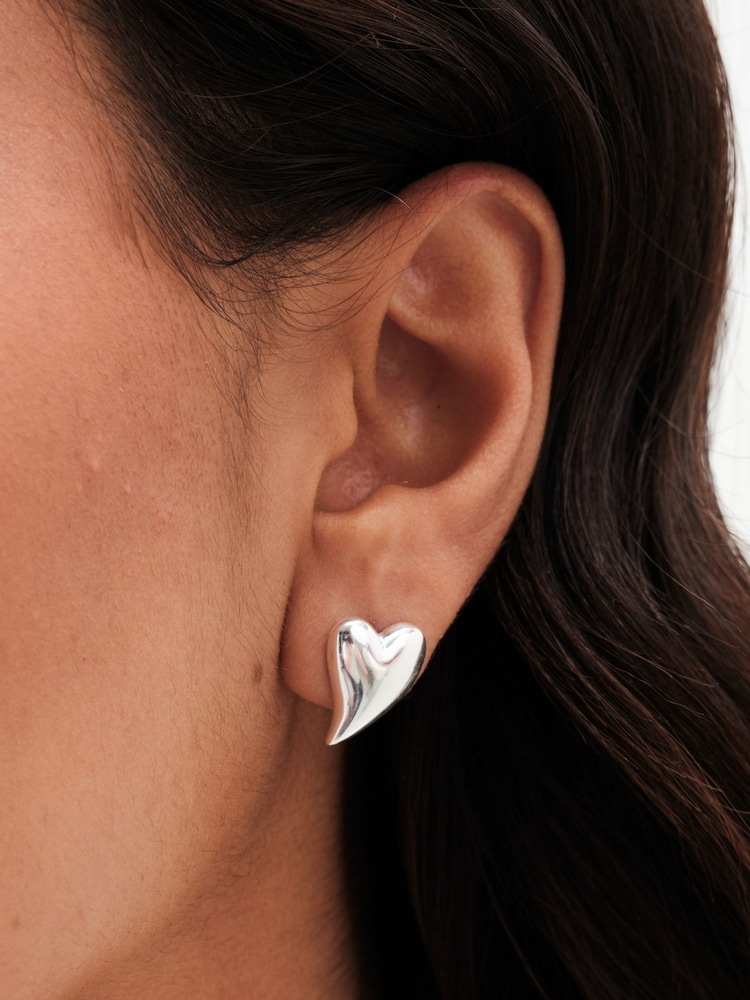 Simply Silver Silver Tone Sterling 925 Polished Silver Tapered Heart Stud Earrings - Image 2 of 2