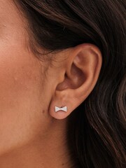 Simply Silver Silver Tone Sterling 925 Pearl and Cubic Zirconia Bow Stud Earrings - Pack of 3 - Image 2 of 4