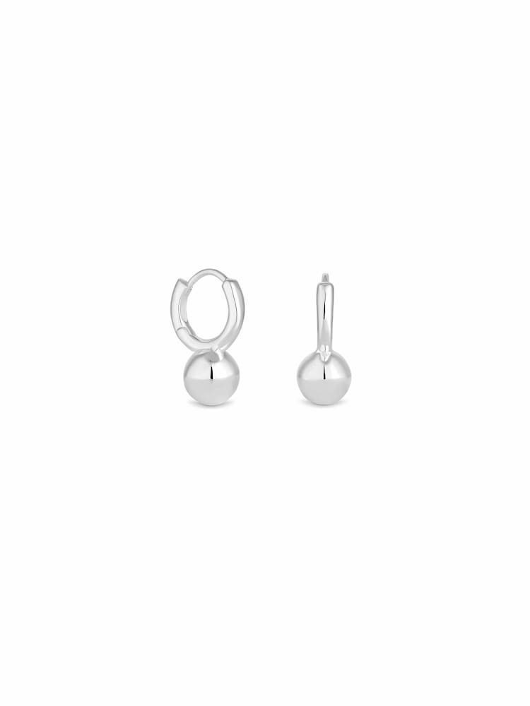 Simply Silver Silver Tone Sterling 925 Polished Orb Huggie Hoop Earrings - Image 1 of 3