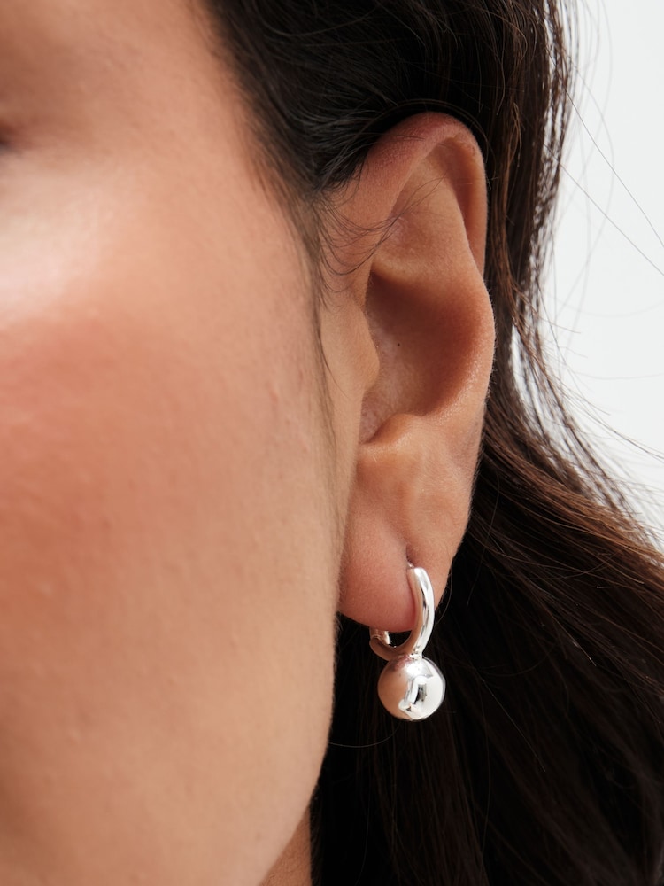Simply Silver Silver Tone Sterling 925 Polished Orb Huggie Hoop Earrings - Image 3 of 3