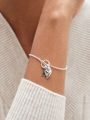 Simply Silver Silver Tone Sterling 925 Heart Charm T Bar Bracelet - Image 1 of 5