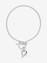 Simply Silver Silver Tone Sterling 925 Heart Charm T Bar Bracelet - Image 2 of 5