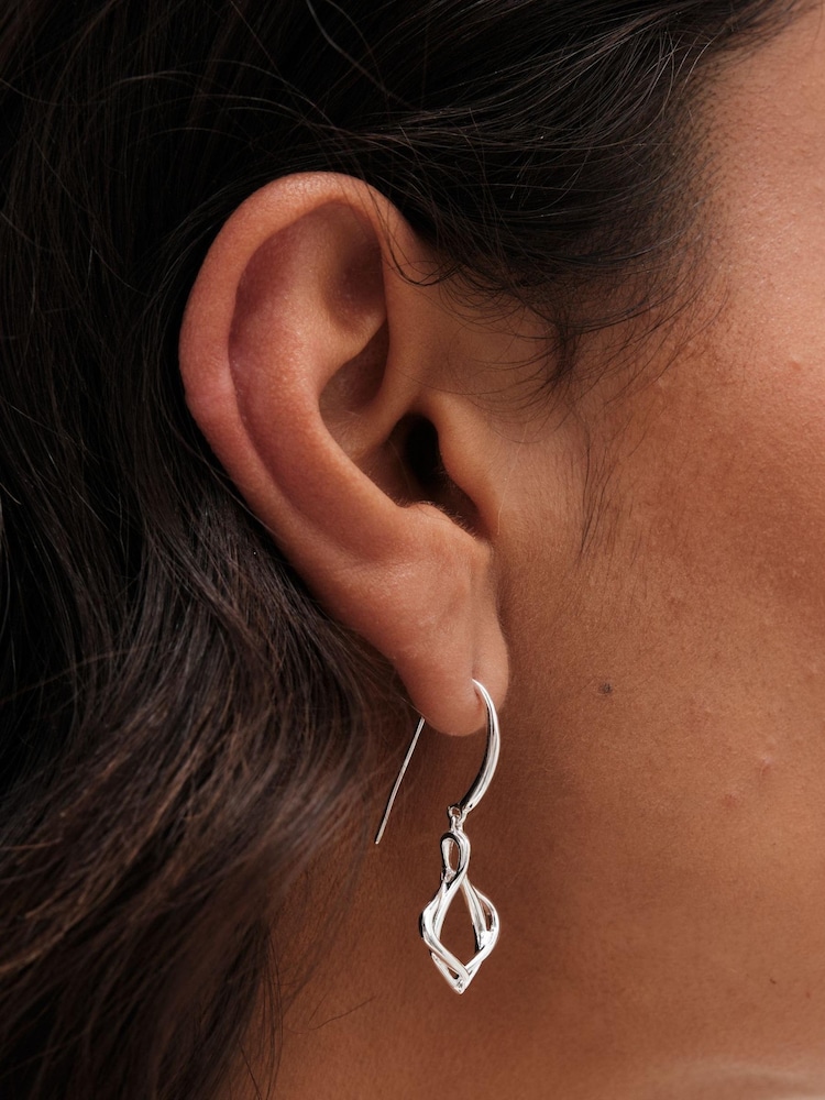 Simply Silver Silver Tone Sterling 925 Polished Interlink Fishhook Earrings - Image 2 of 3