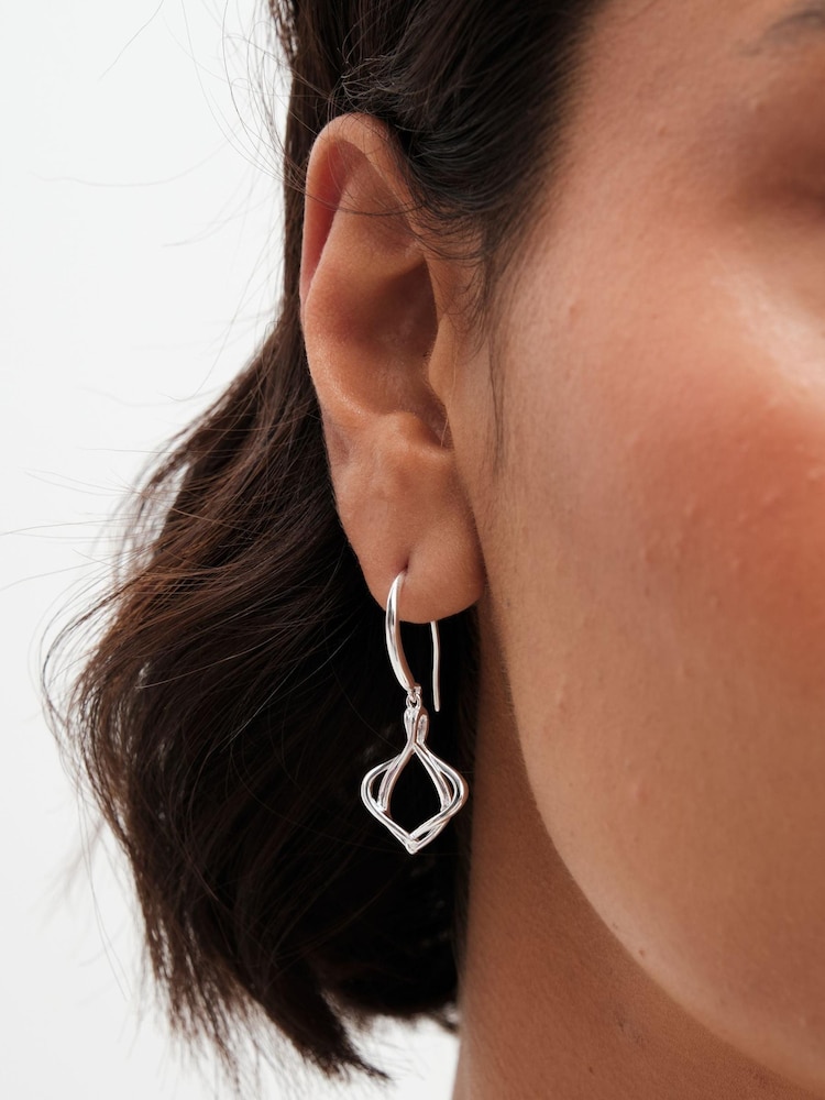 Simply Silver Silver Tone Sterling 925 Polished Interlink Fishhook Earrings - Image 3 of 3