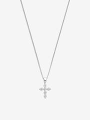 Simply Silver Silver Tone Sterling 925 Cubic Zirconia Mini Cross Pendant - Image 1 of 3