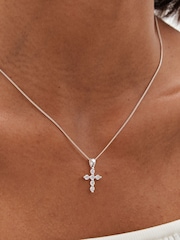 Simply Silver Silver Tone Sterling 925 Cubic Zirconia Mini Cross Pendant - Image 2 of 3
