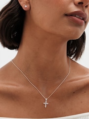 Simply Silver Silver Tone Sterling 925 Cubic Zirconia Mini Cross Pendant - Image 3 of 3