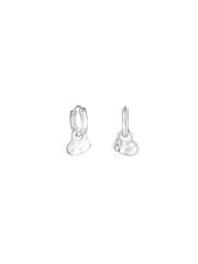 Simply Silver Silver Tone Sterling 925 Polished Huggie Hoop Molten Heart Drop Earrings - Image 1 of 3