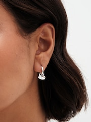 Simply Silver Silver Tone Sterling 925 Polished Huggie Hoop Molten Heart Drop Earrings - Image 3 of 3
