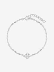 Simply Silver Silver Tone Sterling 925 Cubic Zirconia Fine Clover Bracelet - Image 1 of 3