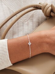 Simply Silver Silver Tone Sterling 925 Cubic Zirconia Fine Clover Bracelet - Image 2 of 3