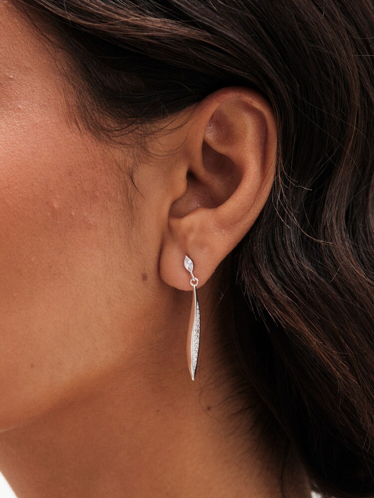Simply Silver Silver Tone Sterling 925 Cubic Zirconia Stick Drop Earrings - Image 2 of 3 Simply Silver Silver Tone Sterling 925 Cubic Zirconia Stick Drop Earrings - Image 2 of 3