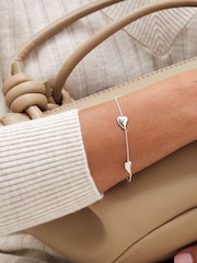 Simply Silver Silver Tone Sterling 925 Silver Tapered Heart Station Bracelet - Image 1 of 4