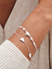 Simply Silver Silver Tone Sterling 925 Silver Tapered Heart Station Bracelet - Image 2 of 4