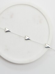 Simply Silver Silver Tone Sterling 925 Silver Tapered Heart Station Bracelet - Image 3 of 4