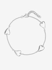 Simply Silver Silver Tone Sterling 925 Silver Tapered Heart Station Bracelet - Image 4 of 4