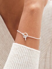 Simply Silver Silver Tone Sterling 925 Knotted T Bar Bracelet - Image 1 of 3
