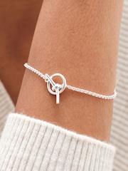 Simply Silver Silver Tone Sterling 925 Knotted T Bar Bracelet - Image 2 of 3