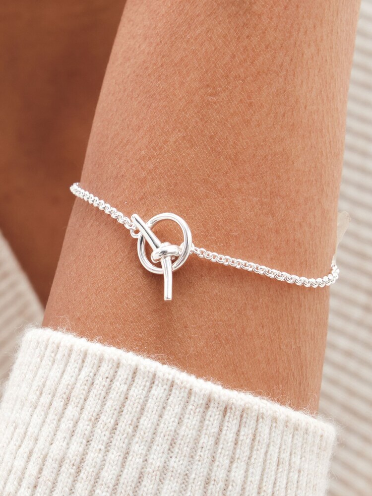 Simply Silver Silver Tone Sterling 925 Knotted T Bar Bracelet - Image 2 of 3