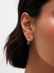Simply Silver Silver Tone Sterling 925  Twist Hoop Earrings - Image 2 of 2