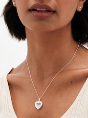 Simply Silver Silver Tone Sterling 925 Cubic Zirconia Heart Shaker Necklace - Image 1 of 3