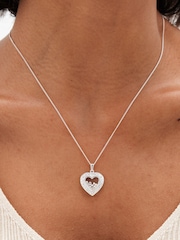 Simply Silver Silver Tone Sterling 925 Cubic Zirconia Heart Shaker Necklace - Image 2 of 3