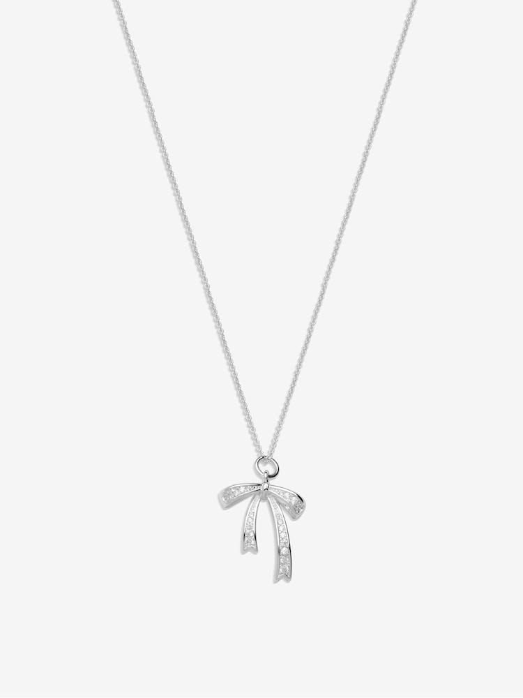 Simply Silver Silver Tone Sterling 925 Cubic Zirconia Bow Pendant - Image 1 of 3 Simply Silver Silver Tone Sterling 925 Cubic Zirconia Bow Pendant - Image 1 of 3