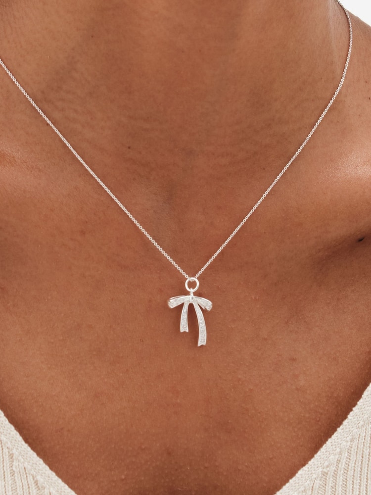 Simply Silver Silver Tone Sterling 925 Cubic Zirconia Bow Pendant - Image 3 of 3 Simply Silver Silver Tone Sterling 925 Cubic Zirconia Bow Pendant - Image 3 of 3