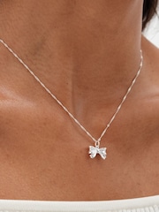 Simply Silver Silver Tone Sterling 925 Polished Bow Pendant - Image 1 of 3