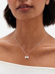 Simply Silver Silver Tone Sterling 925 Polished Bow Pendant - Image 2 of 3