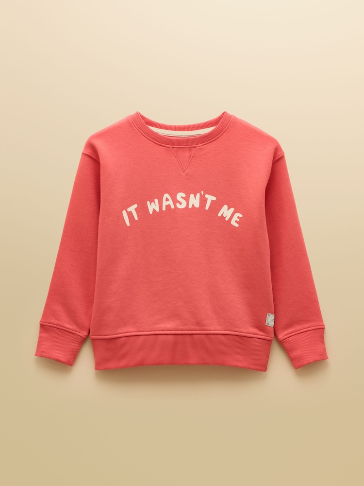 Joules Kids Sundaze Red Crew Neck Slogan Sweatshirt - Image 1 of 5 Joules Kids Sundaze Red Crew Neck Slogan Sweatshirt - Image 1 of 5